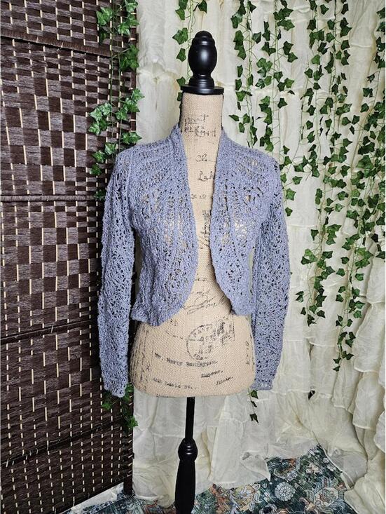 Angel Of The North Sweaters - Anthropologie Angel of the North Crochet Cardigan Open Knit Cropped XS